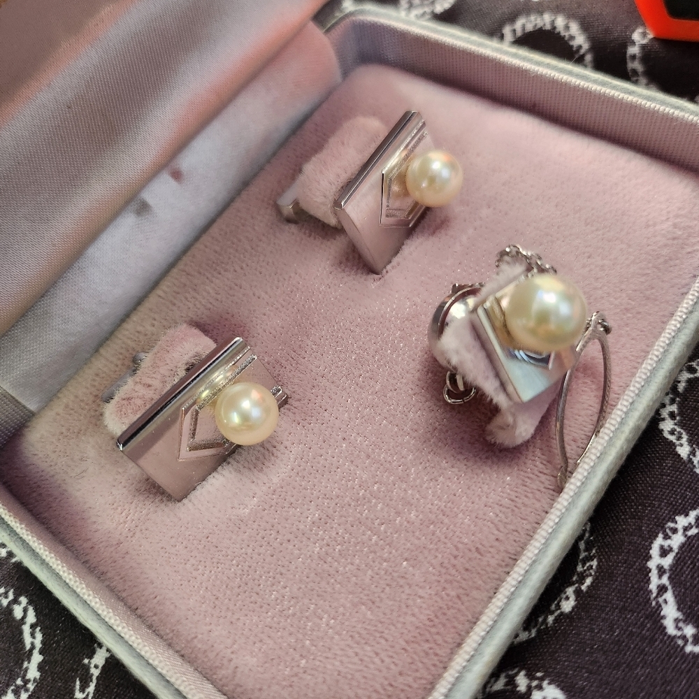 Seiwa Jewelry cufflinks set Silver 925, AKOYA pearls  Japan made  #09